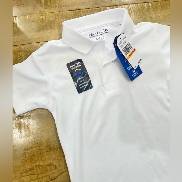 2 boys school uniform polo short sleeve shirts white navy Nautica French toast - Picture 3 of 14